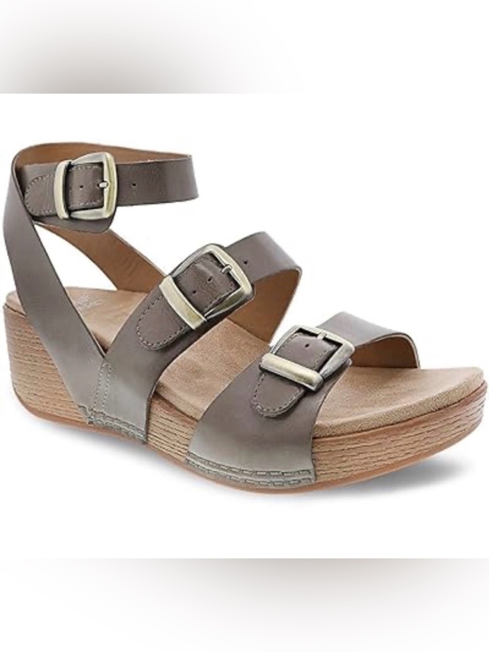 Dansko Lou Ankle Strap Sandal In Taupe Leather 41.